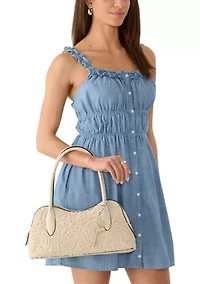Satchel Bag wth Enamel Flower Hang Off