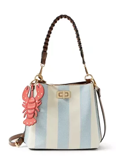 Triple Entry Bucket Bag with Hang Off Crossbody Strap