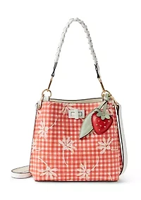 Triple Entry Bucket Bag with Hang Off Crossbody Strap