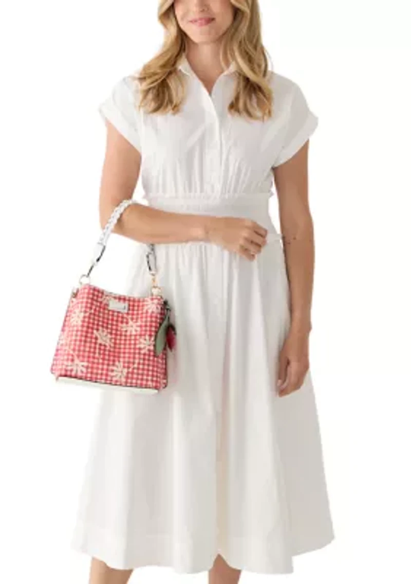 Triple Entry Bucket Bag with Hang Off Crossbody Strap