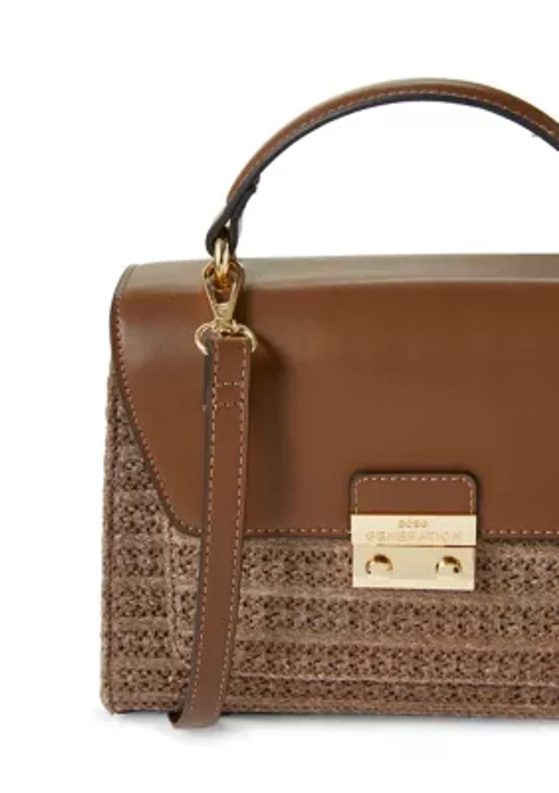 Top Handle Crossbody Bag with Logo Lock