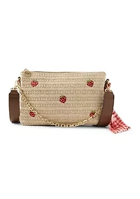 Double Compartment Top Zip Crossbody Bag with Scarf