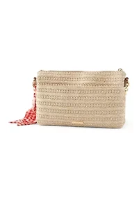 Double Compartment Top Zip Crossbody Bag with Scarf