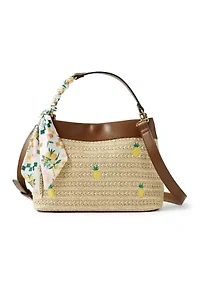 Double Compartment Satchel with Woven Chain Handle