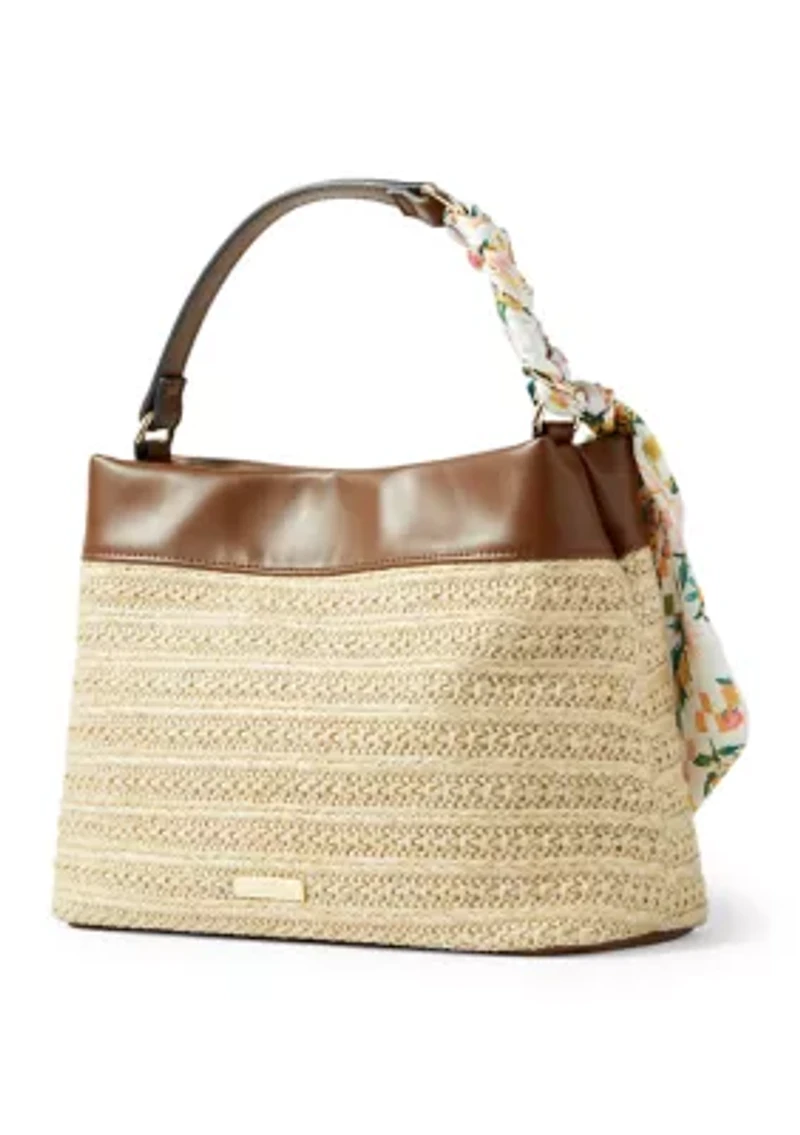 Double Compartment Satchel with Woven Chain Handle