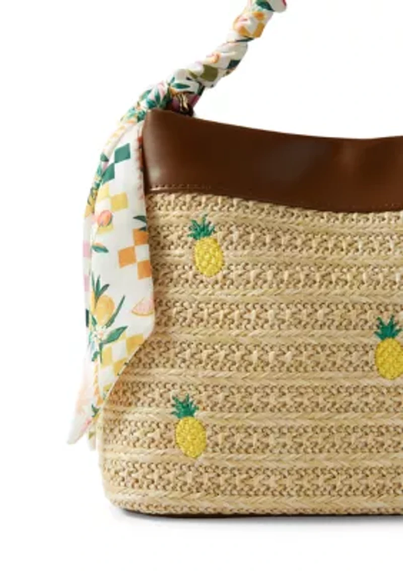 Double Compartment Satchel with Woven Chain Handle