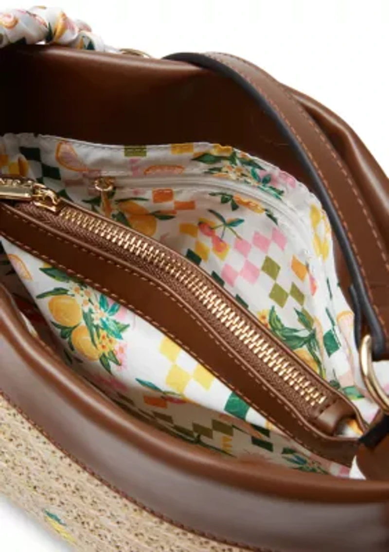 Double Compartment Satchel with Woven Chain Handle