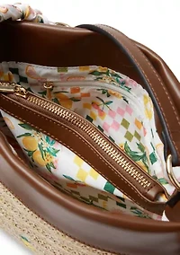 Double Compartment Satchel with Woven Chain Handle