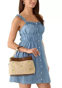 Double Compartment Satchel with Woven Chain Handle