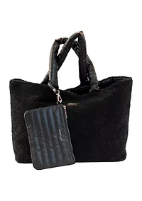 Reversible Sherpa Nylon Tote with Pouch