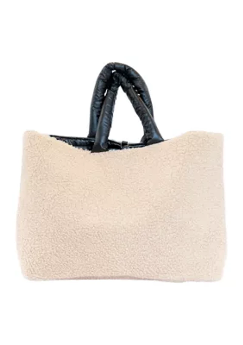 Reversible Sherpa Nylon Tote with Pouch