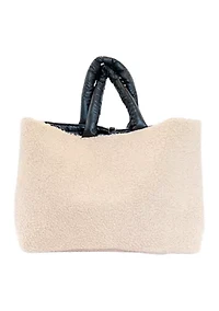 Reversible Sherpa Nylon Tote with Pouch