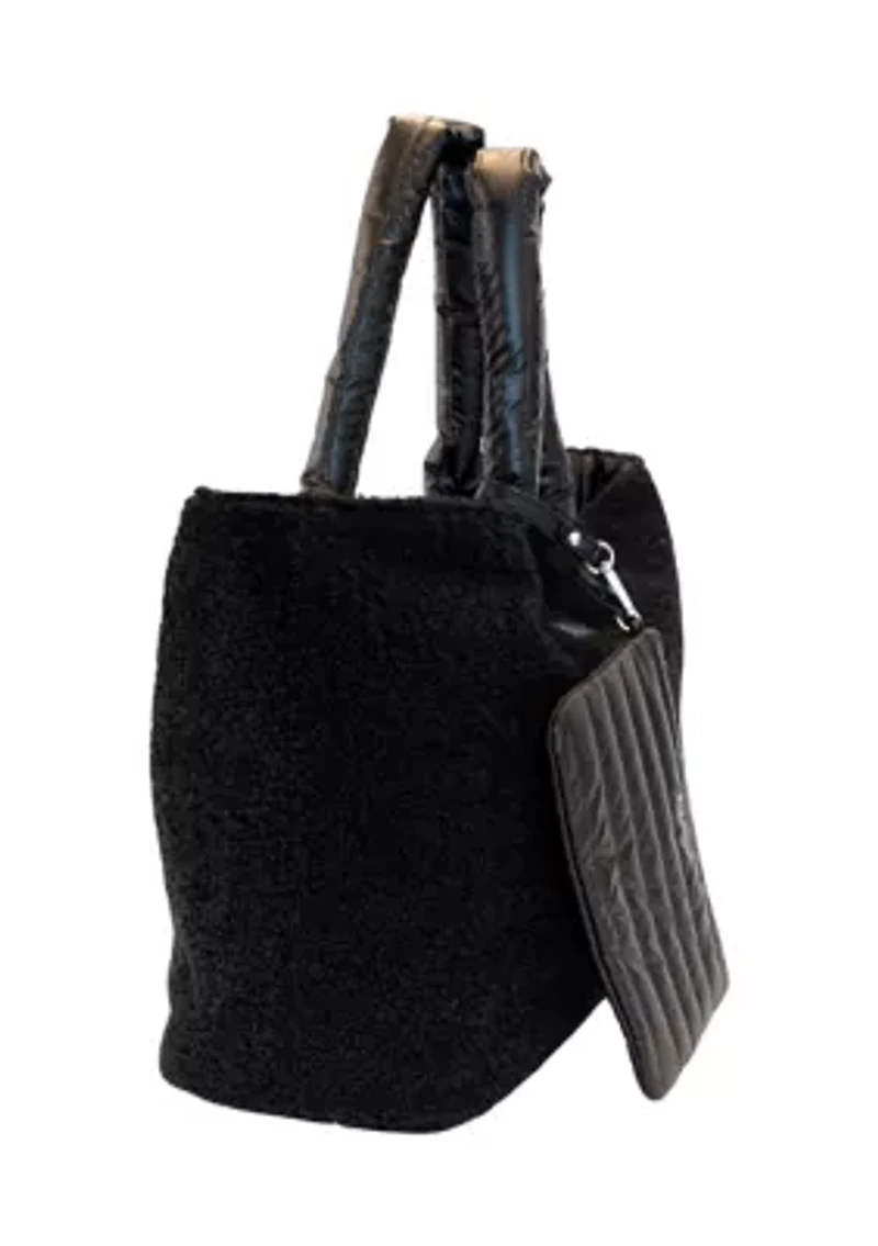 Reversible Sherpa Nylon Tote with Pouch