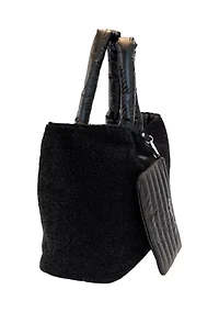Reversible Sherpa Nylon Tote with Pouch