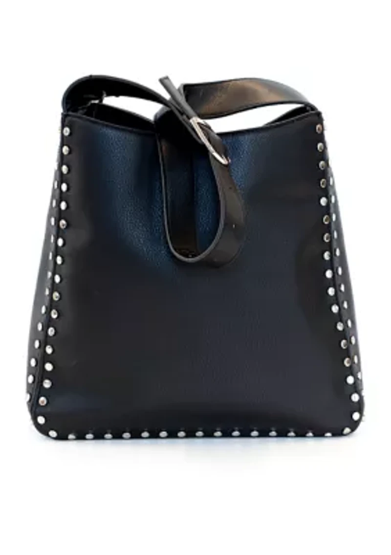 Studded Edge Hobo Bag with Card Holder