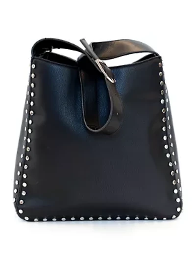 Studded Edge Hobo Bag with Card Holder