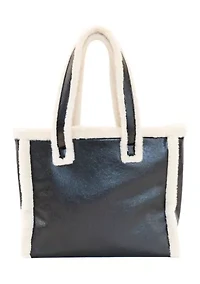 Metallic Tote with Sherpa Fur Trim