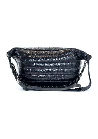 Channel Quilted Sling Crossbody Bag with Woven Chain