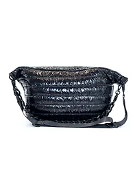 Channel Quilted Sling Crossbody Bag with Woven Chain
