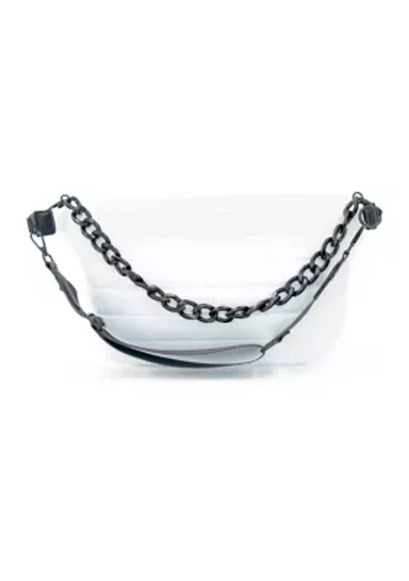 Channel Quilted Sling Crossbody Bag with Woven Chain