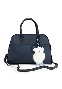 Structured Satchel with Bear Charm 