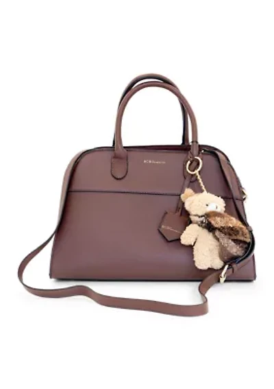 Structured Pull On Satchel with Bear Charm