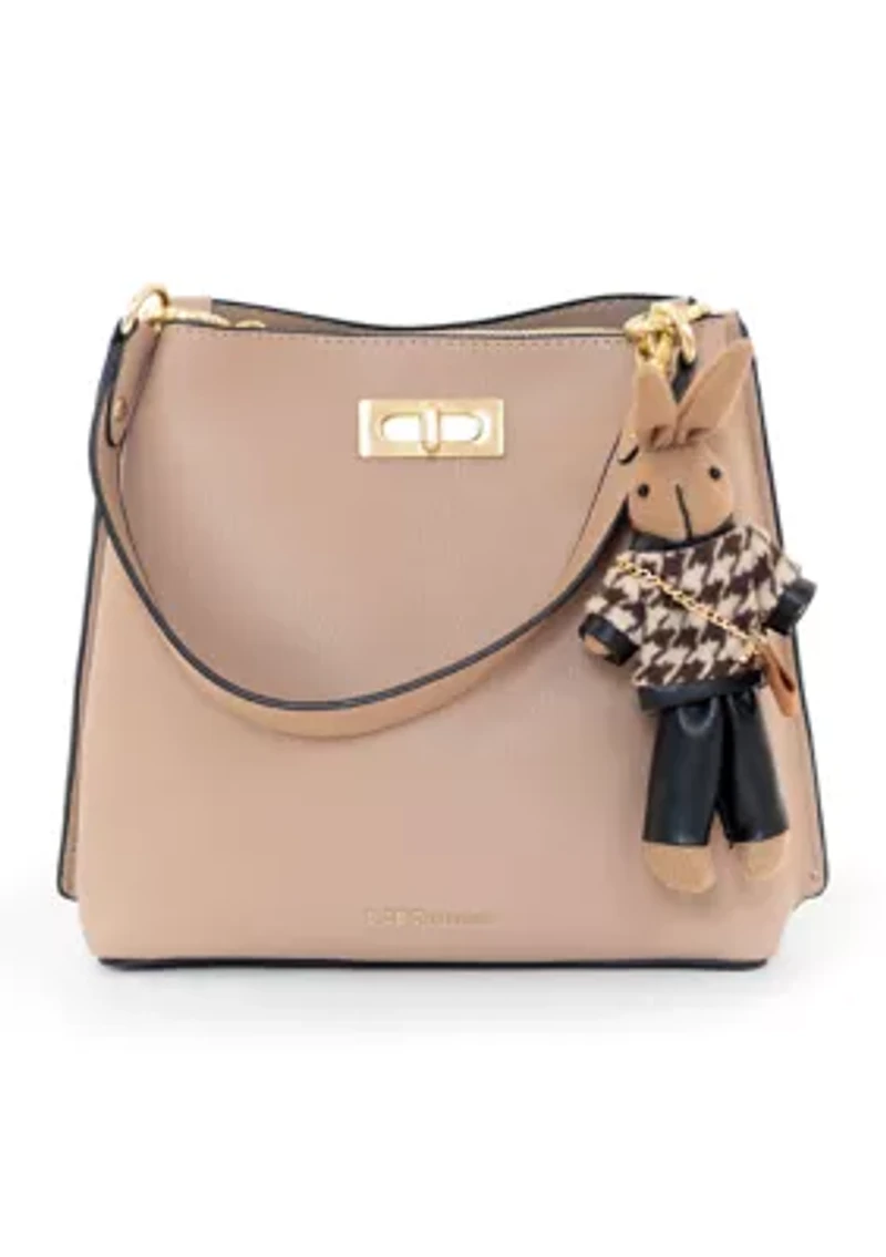  Triple Entry Turnlock Bucket Bag with Charm