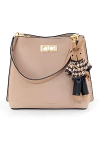  Triple Entry Turnlock Bucket Bag with Charm