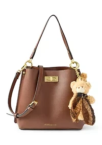 Triple Entry Turnlock Bucket Bag with Charm