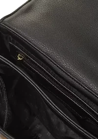 Turnlock Flap Top Handle Suede Crossbody with Charm