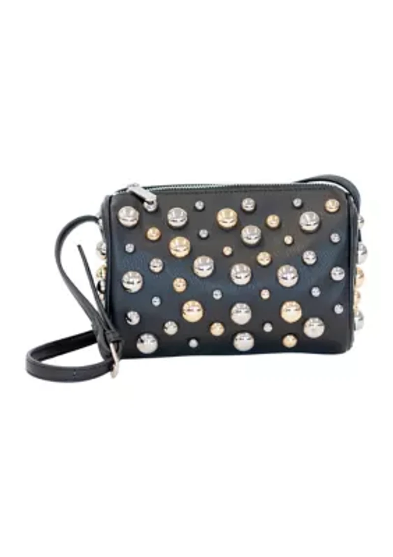 Mixed Dome Studded Barrel Shoulder Bag