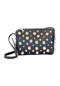 Mixed Dome Studded Barrel Shoulder Bag