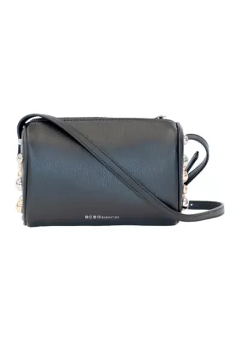 Mixed Dome Studded Barrel Shoulder Bag