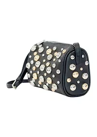 Mixed Dome Studded Barrel Shoulder Bag
