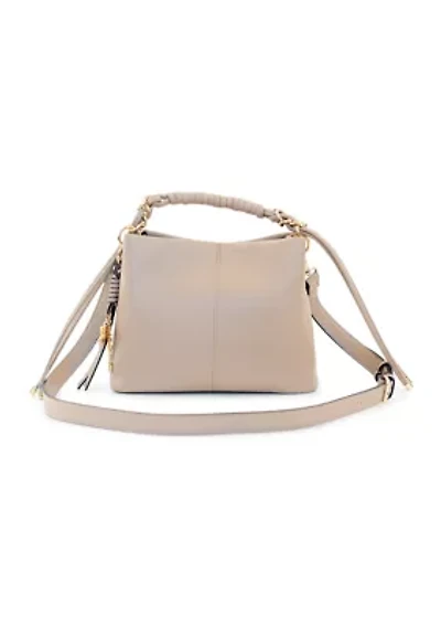 Double Comp Satchel with Woven Chain Handle Flower Lacing Handoff