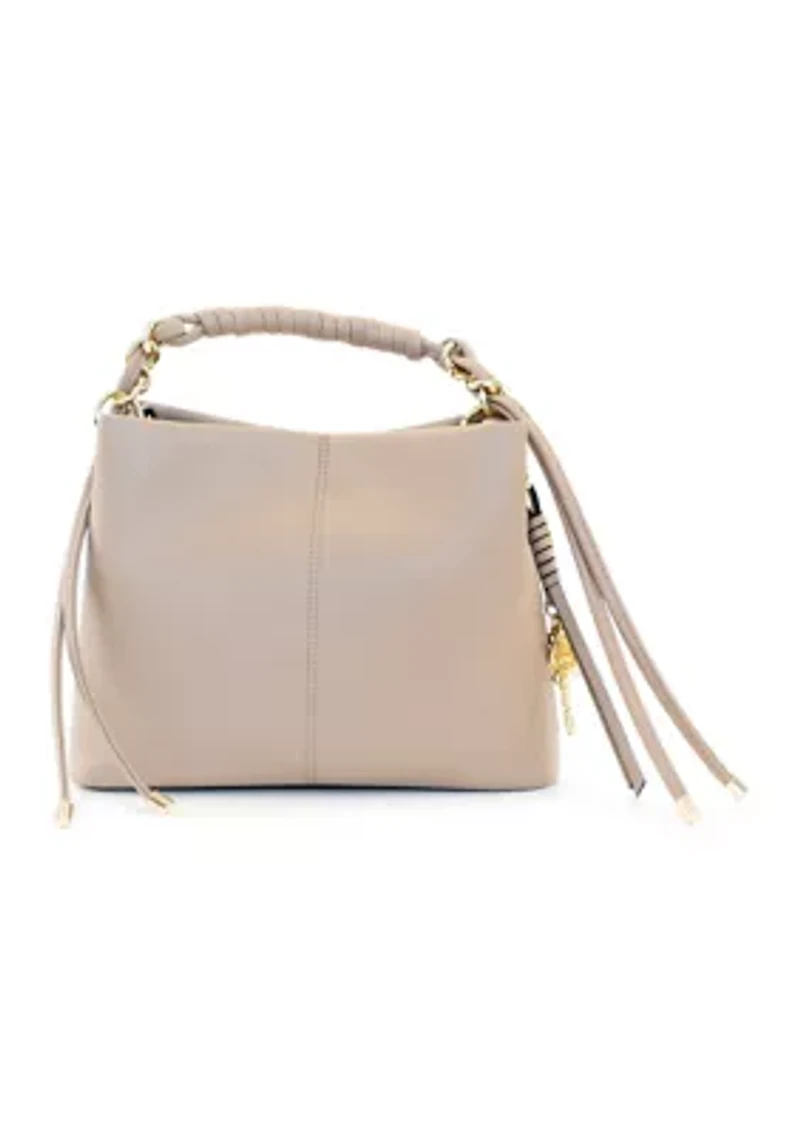 Double Comp Satchel with Woven Chain Handle Flower Lacing Handoff