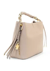 Double Comp Satchel with Woven Chain Handle Flower Lacing Handoff