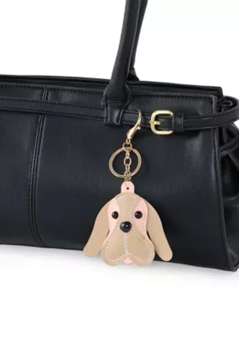 Dog Bag Charm with Gold Hardware