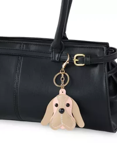 Dog Bag Charm with Gold Hardware 
