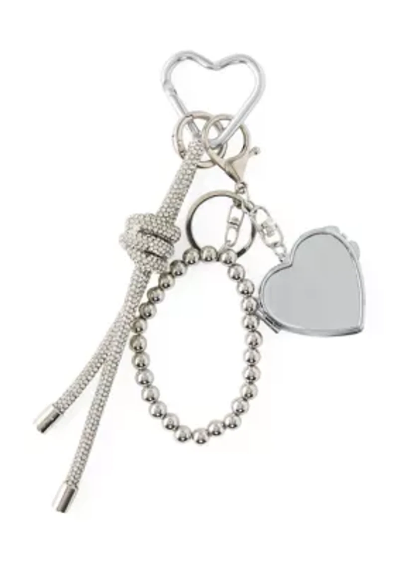 Silver Heart Compact Mirror Charm