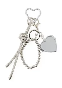 Silver Heart Compact Mirror Charm