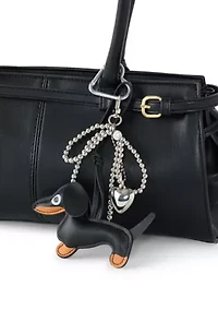 Dachshund Dog with Cord and Silver Bow Charm