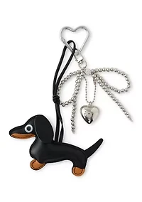 Dachshund Dog with Cord and Silver Bow Charm