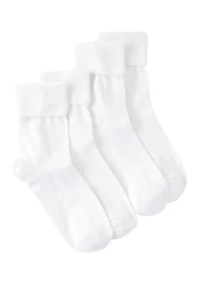 Set of 2 Bamboo Ribbed Turn Cuff Socks