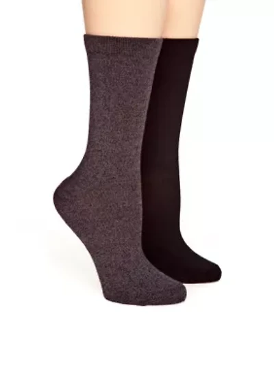 Solid Flat Knit 2 Pack of Socks