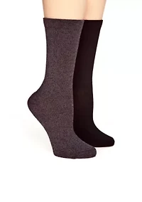 Solid Flat Knit 2 Pack of Socks