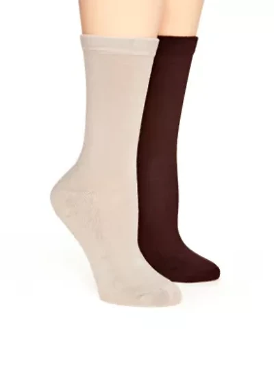 Solid Flat Knit 2 Pack of Socks