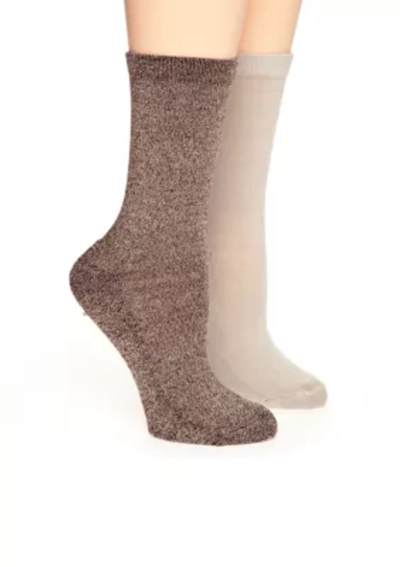 Solid Flat Knit 2 Pack of Socks