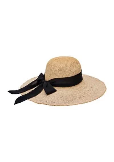 Floppy Hat with Scarf Bow Trim