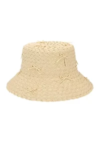 Scattered Bow Straw Bucket Hat